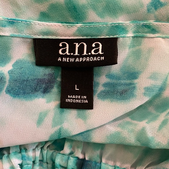 A.n.a Teal tie dyed blouse with cinched waist - Picture 5 of 5
